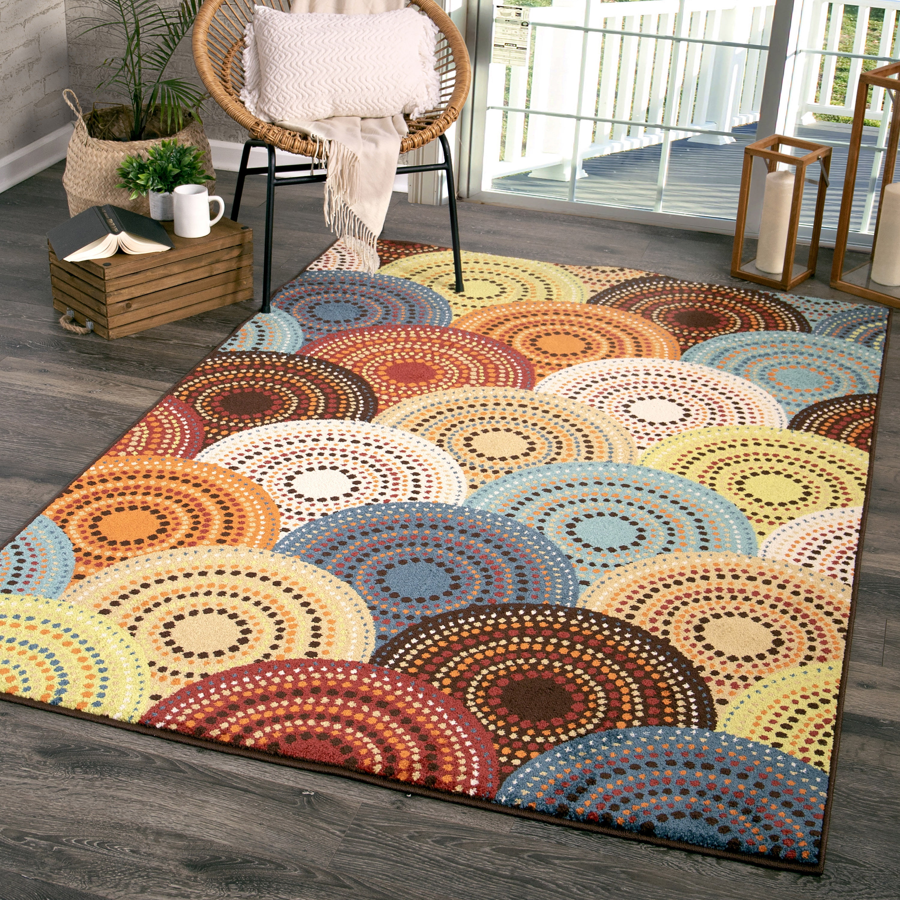 Better Homes and Gardens Bright Dotted Circles Area Rug, 5' x 7