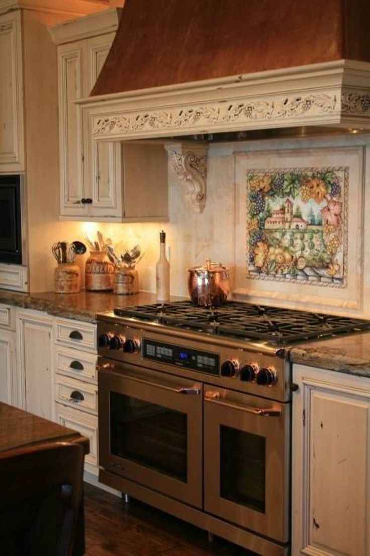 above the stove - Google Search | Tuscan kitchen, Kitchen design small