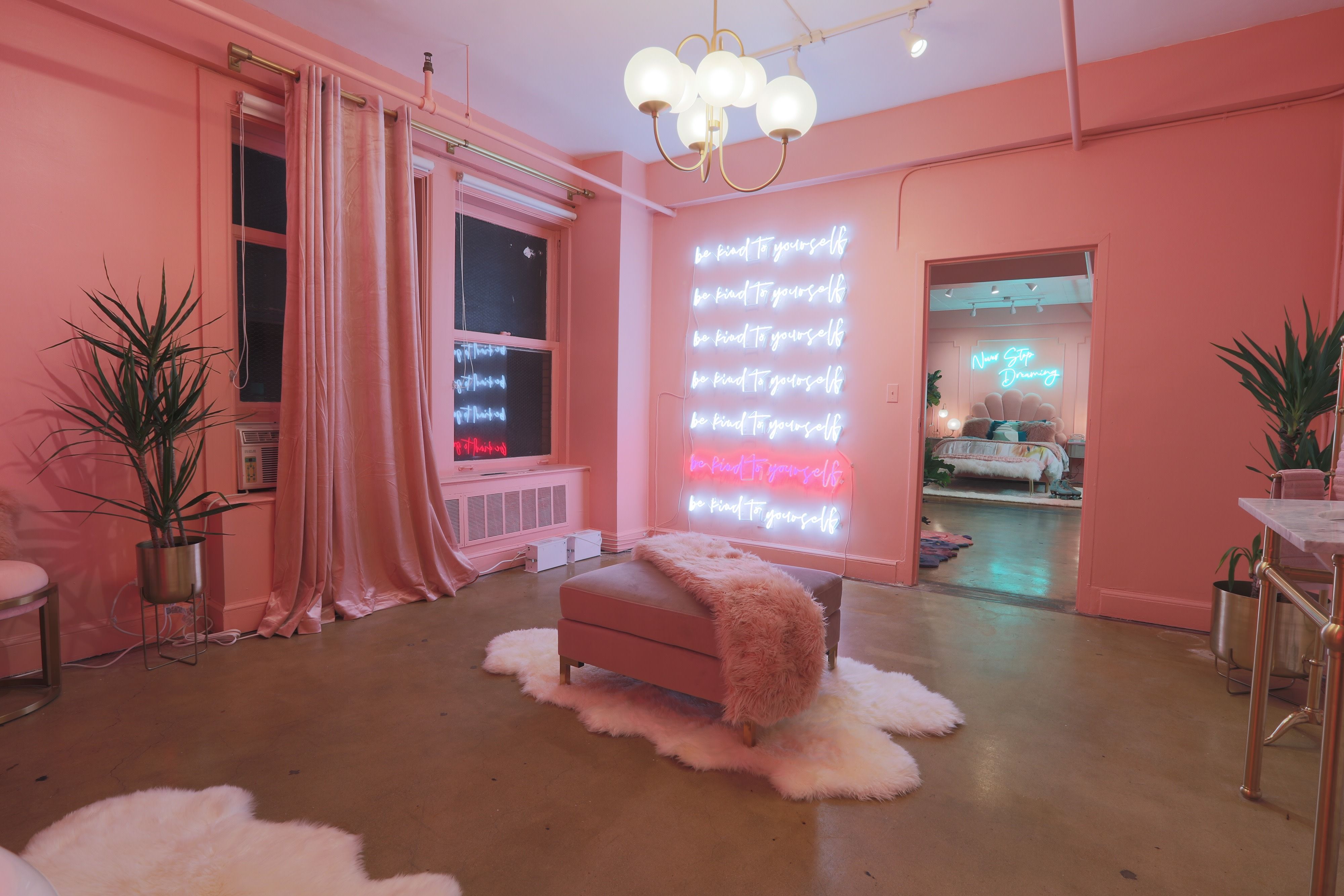 Downtown 80s Neon Pink Loft w/ Bed and Bathtub in Los Angeles in 2020