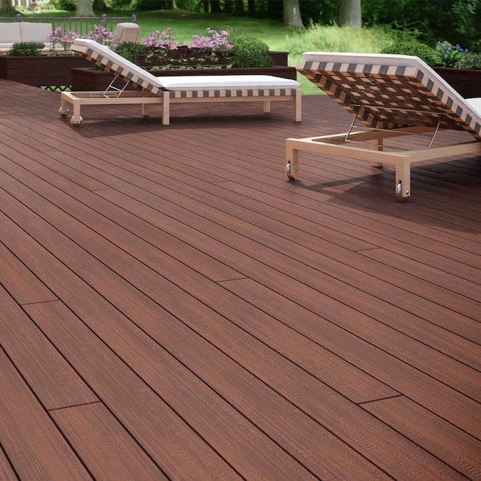 TROPICS Distressed 12-ft Cherrywood Grooved Composite Deck Board in the