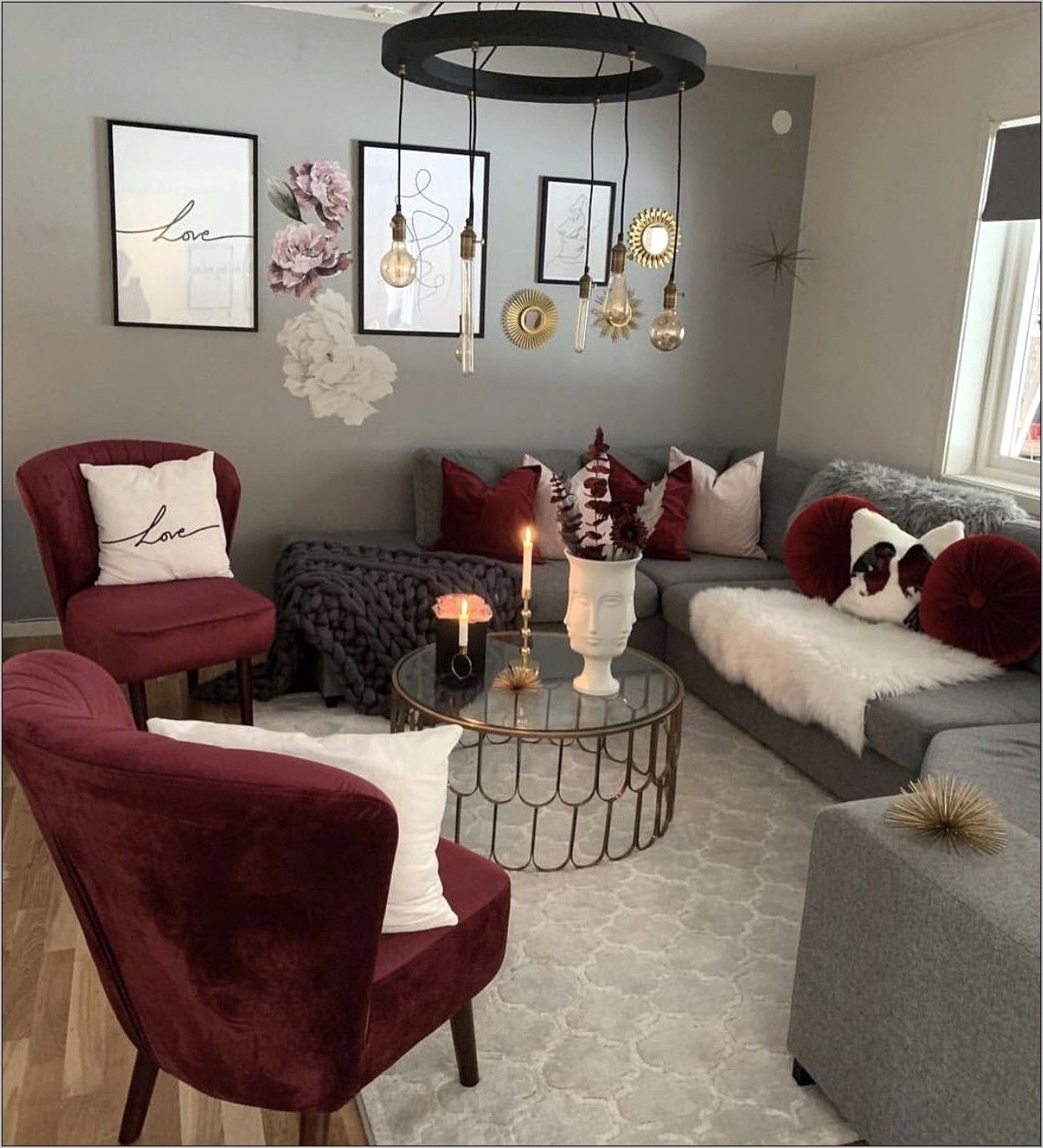 Burgundy And Tan Silver Decor Dining Room | Burgundy living room