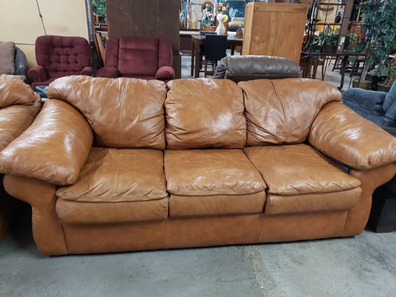 Burnt Orange Leather Couch - bmp-flab