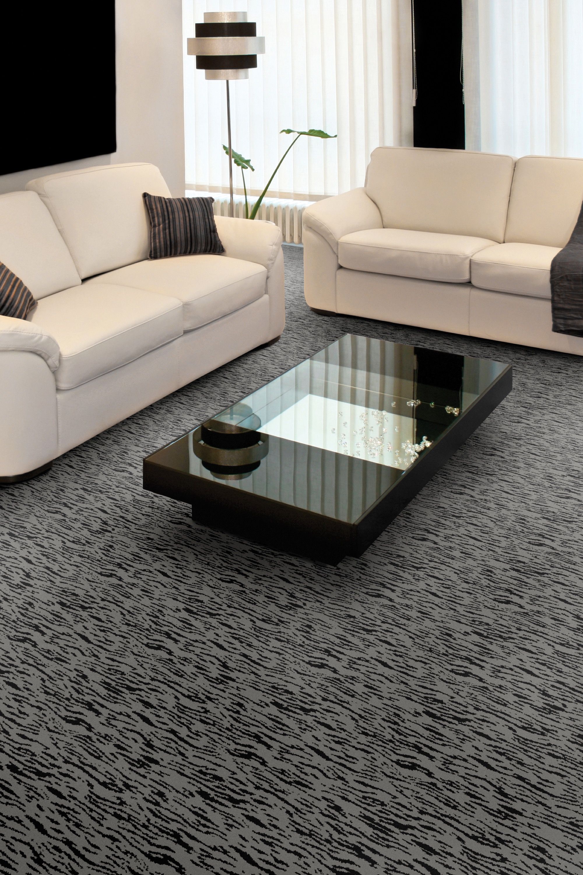 Black #carpet by Kane. Love the #luxury feel this small living room