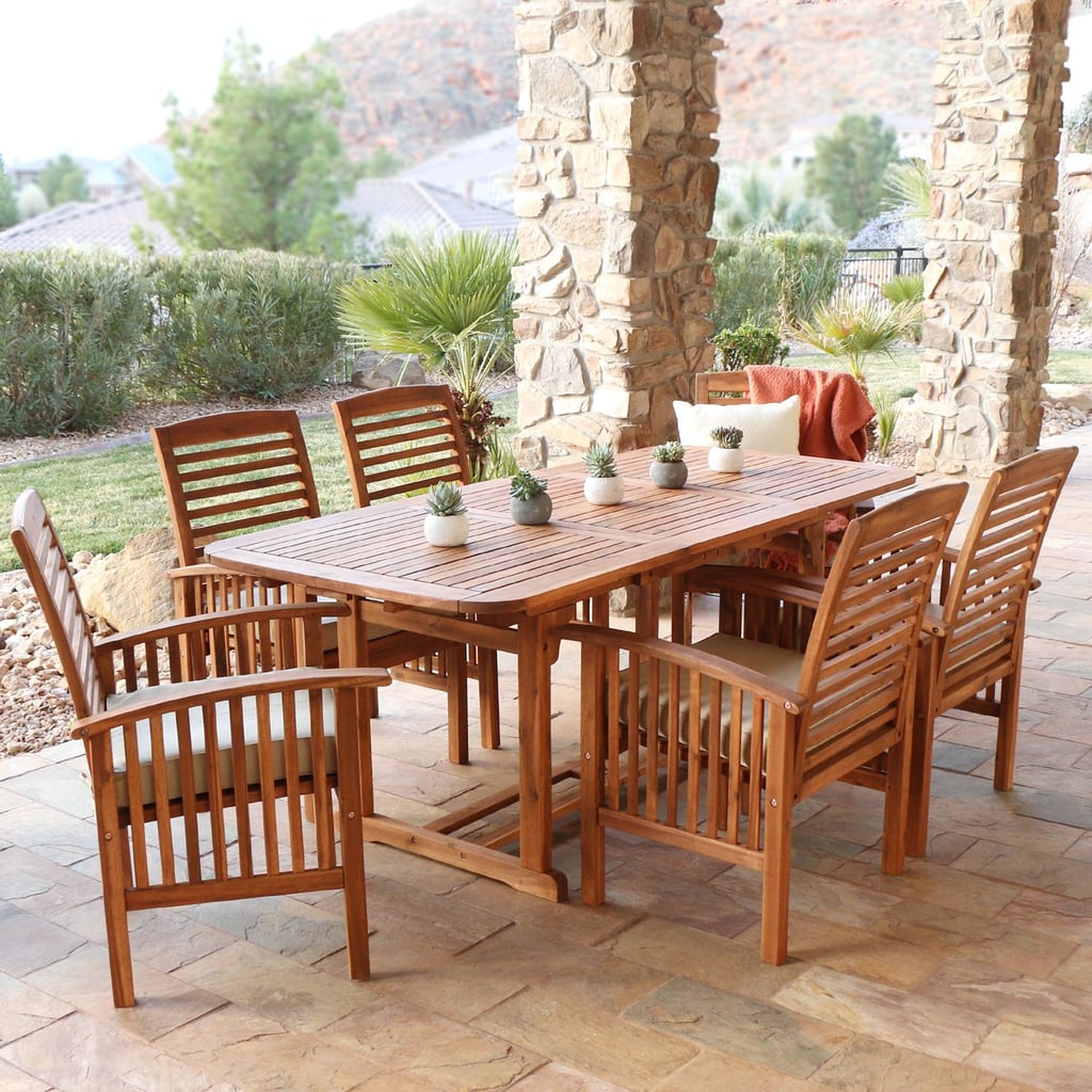 Brown Acacia 7-Piece Dining Set | Pier 1 Memorial Day Outdoor Furniture