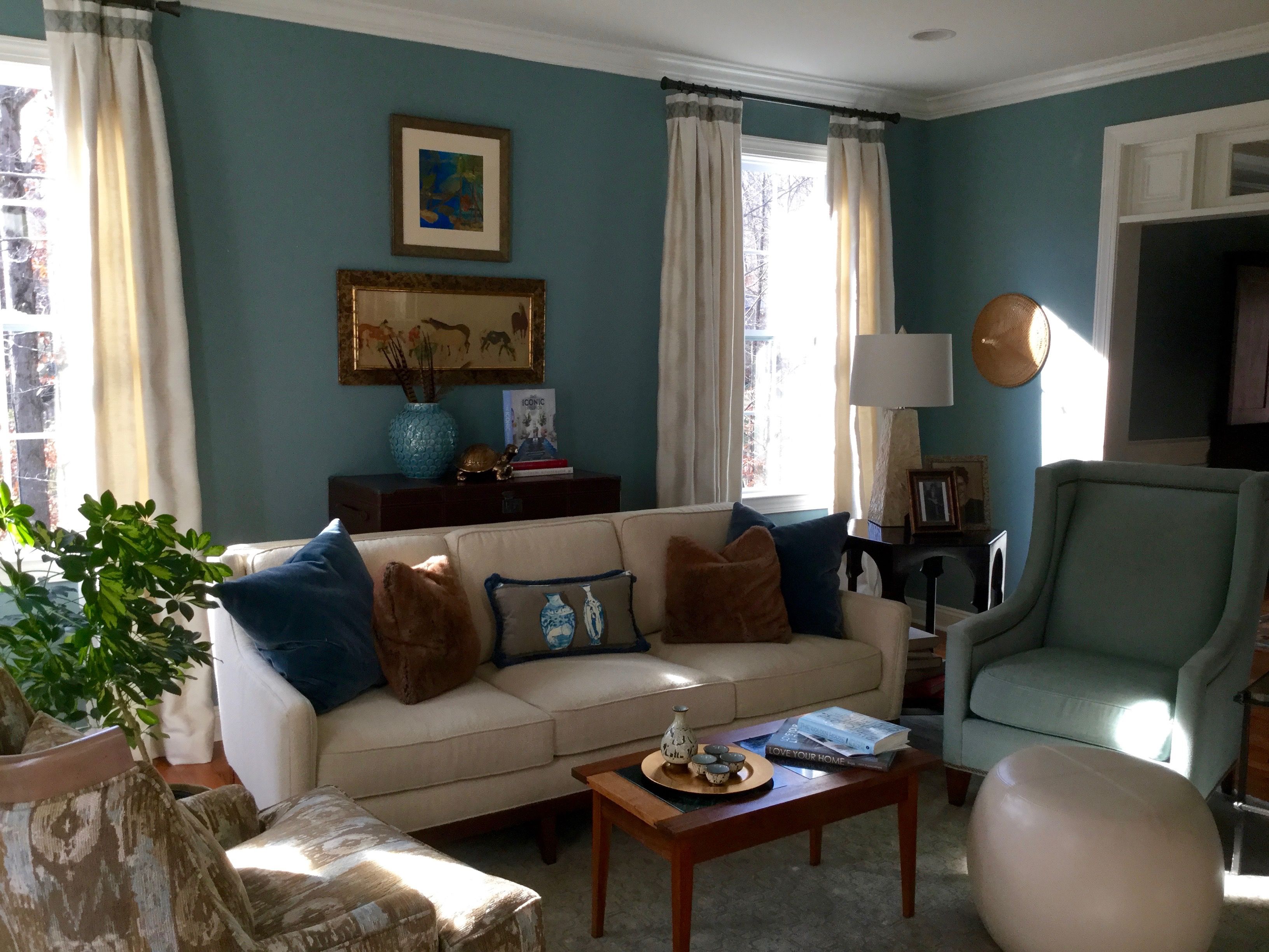 Chester County, PA Living Room Benjamin Moore "Atmospheric" walls