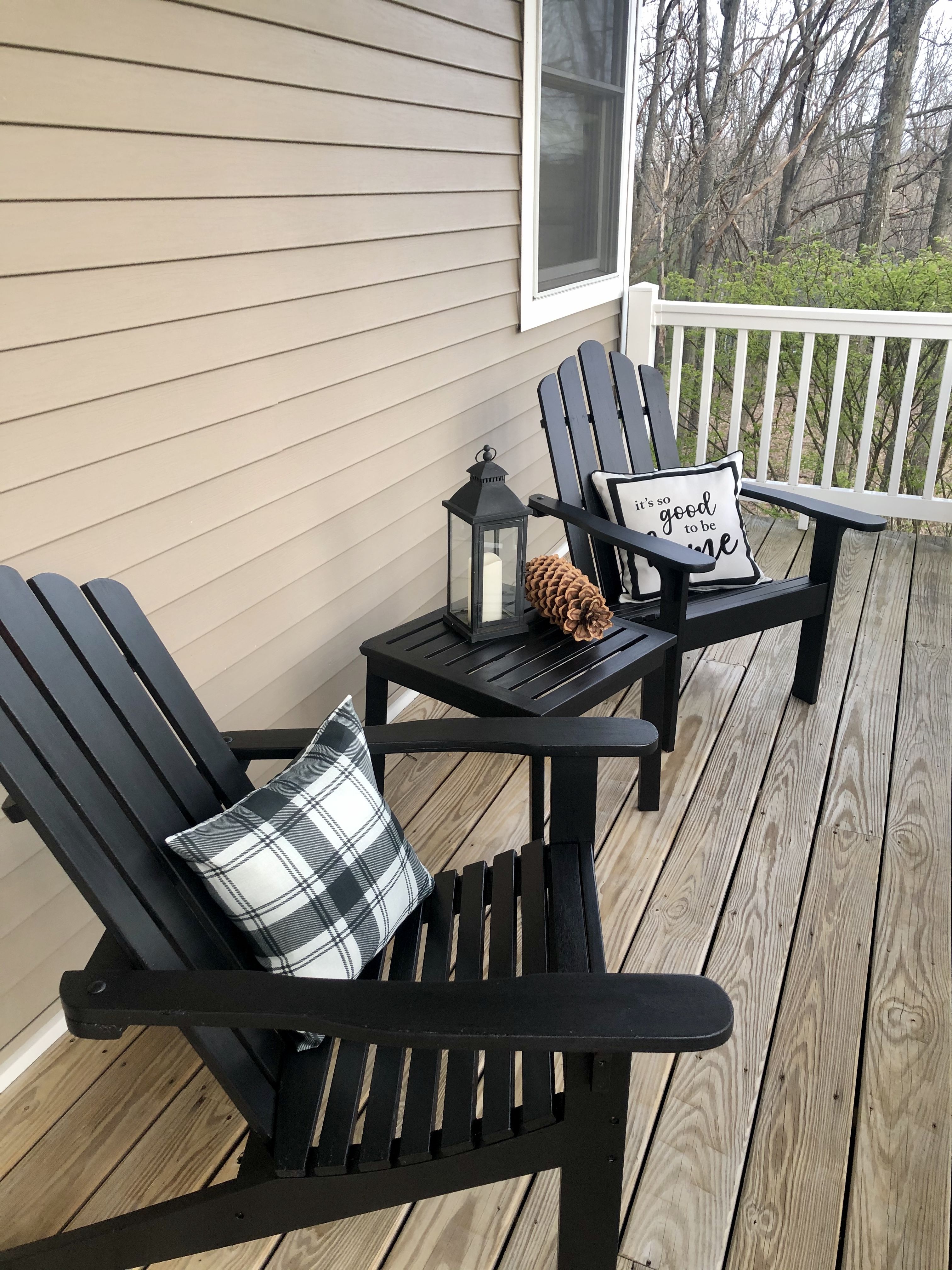 Black Adirondack Chairs in 2020 | Front porch chairs, Adirondack chairs