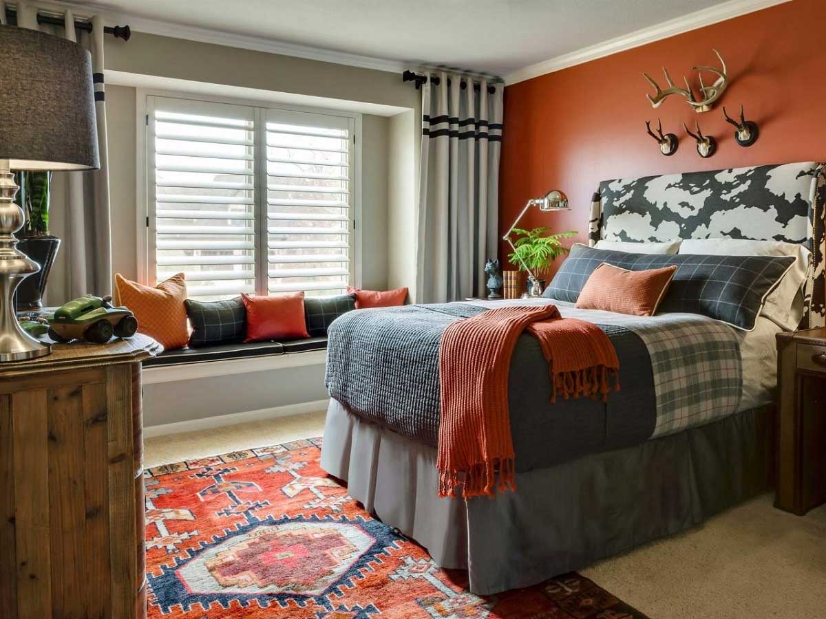 Burnt Orange and Grey Boy's Room