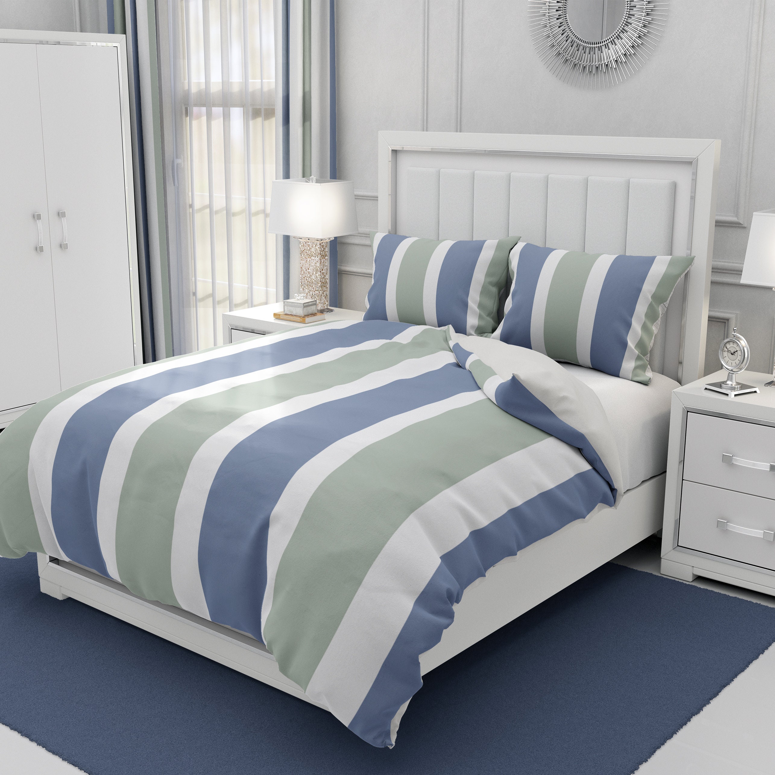 Blue Stripe Bedding Set