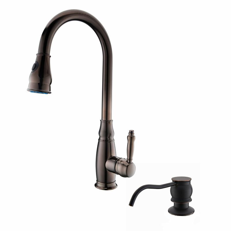2017 Premium Solid Brass Single Handle Antique Brown Kitchen Faucet