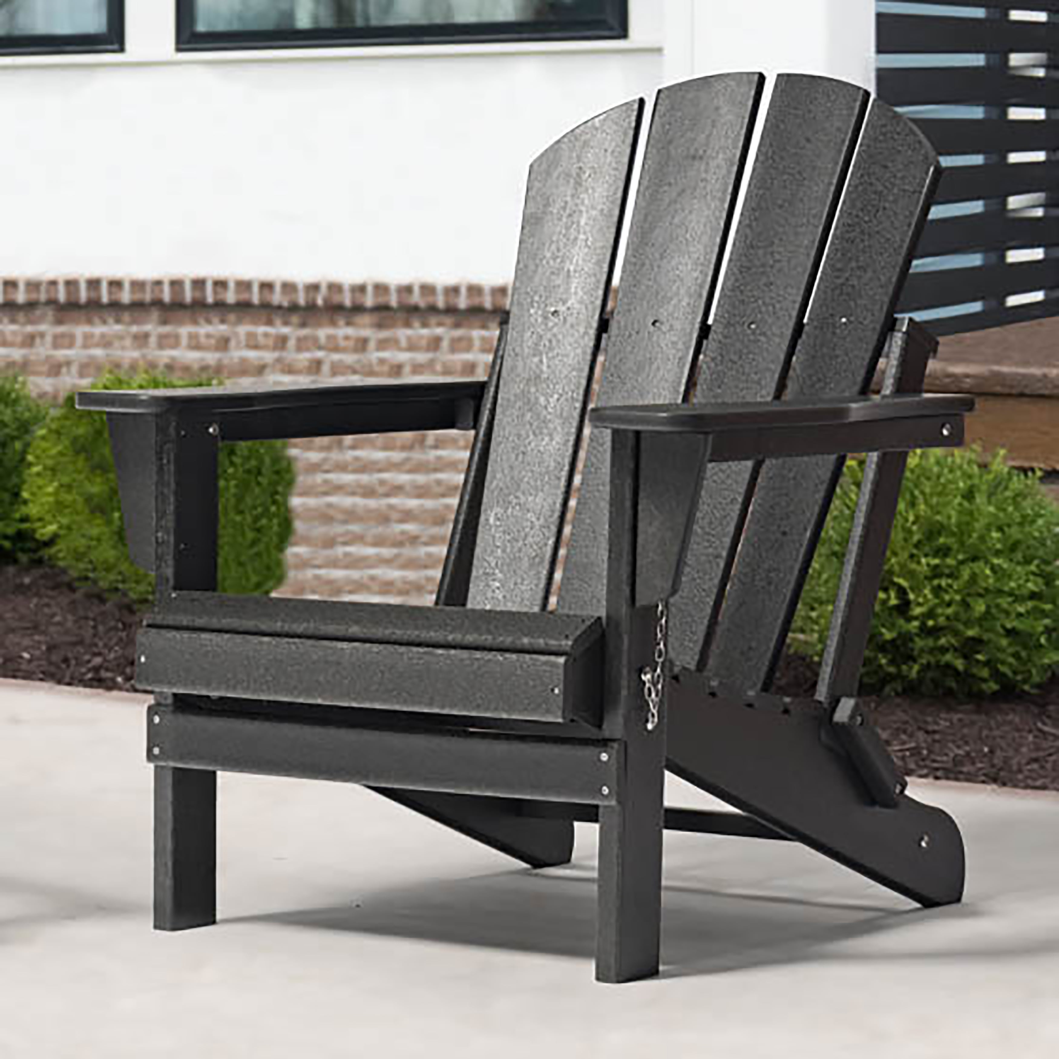 Braxton Folding Plastic Adirondack Chair, Black - Walmart.com - Walmart.com