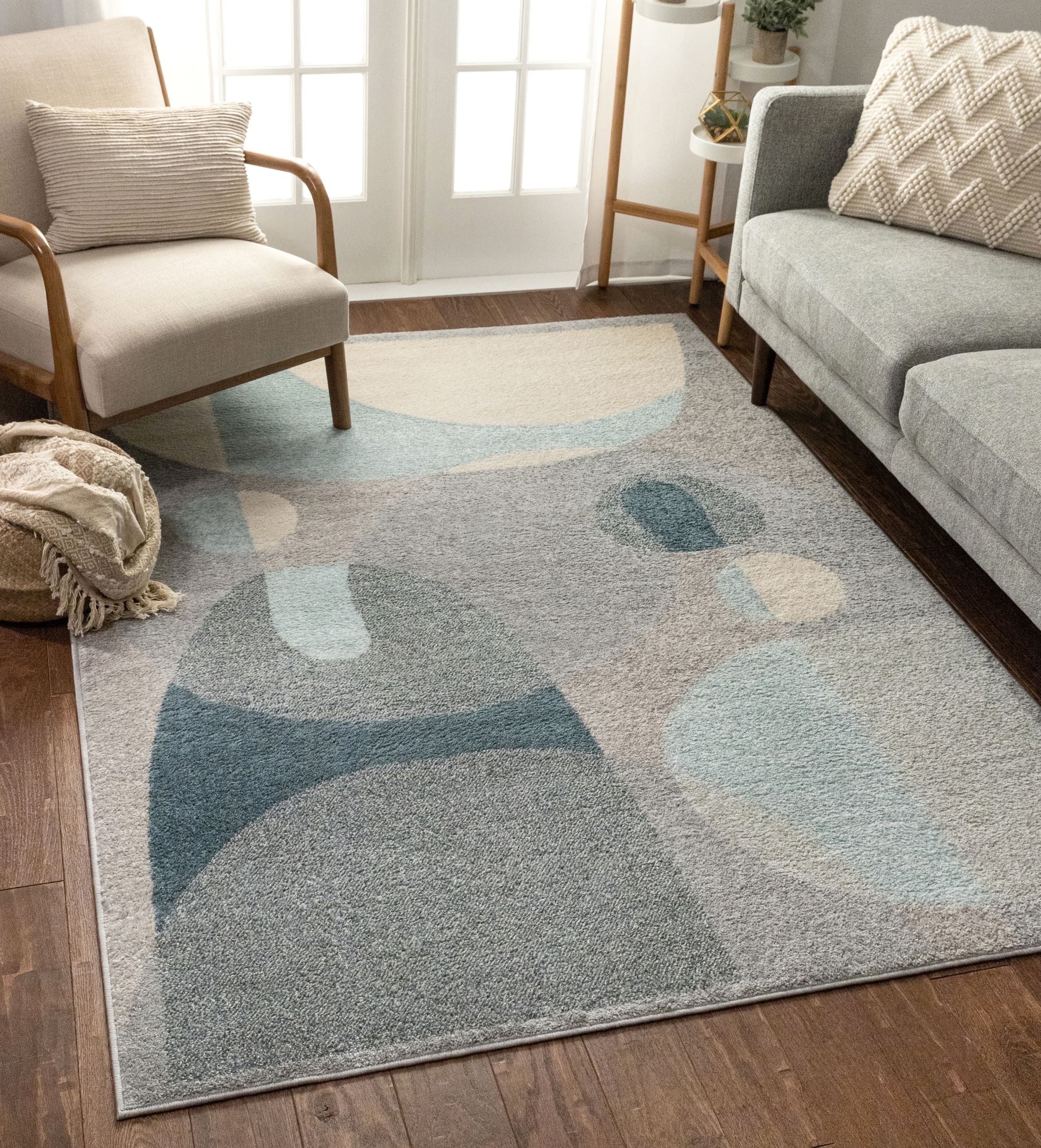 Orion Blue Mid-Century Modern Geometric Rug | Well Woven