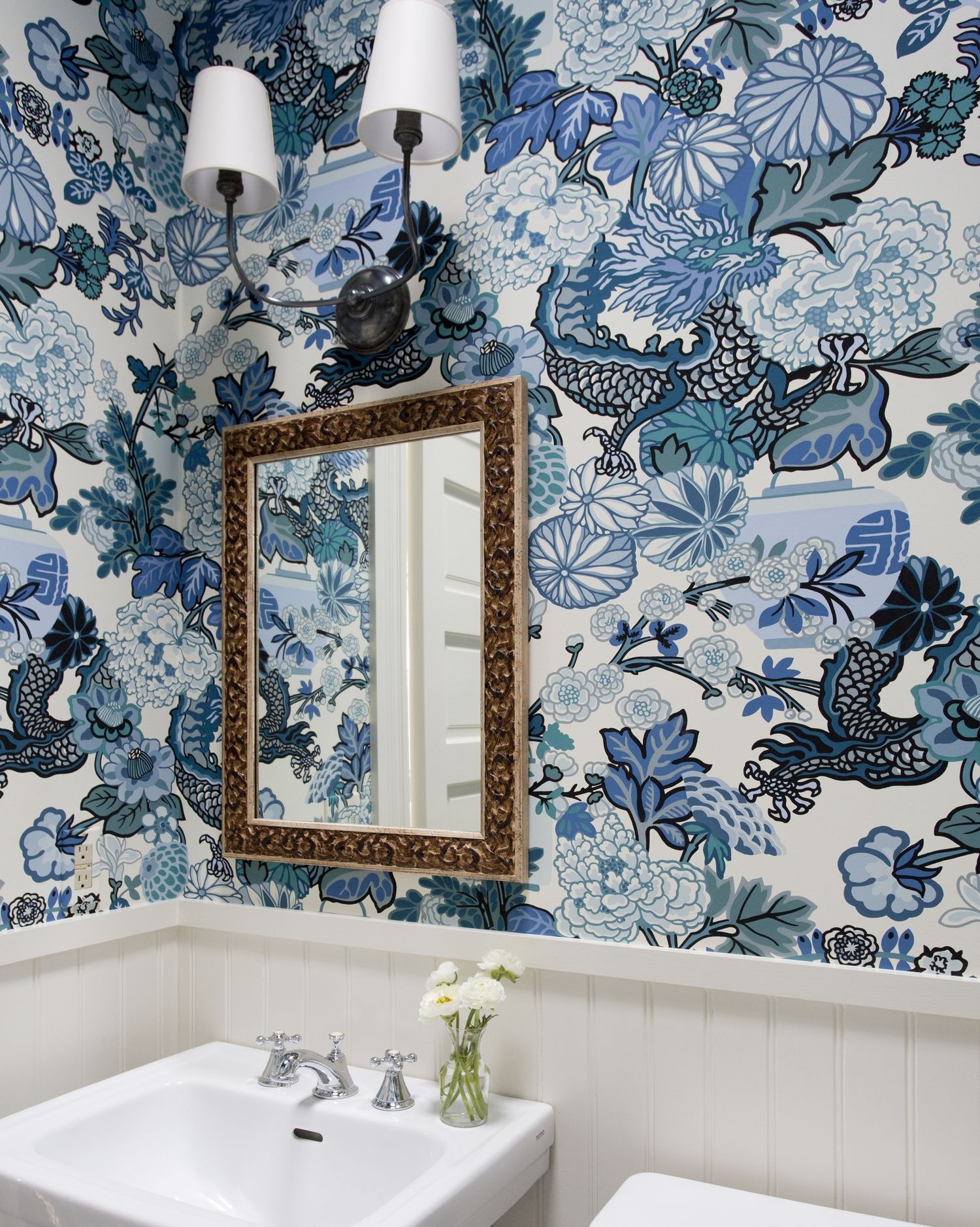 Pin by Barbara on Bathroom & Powder Room IV | Print wallpaper, Powder