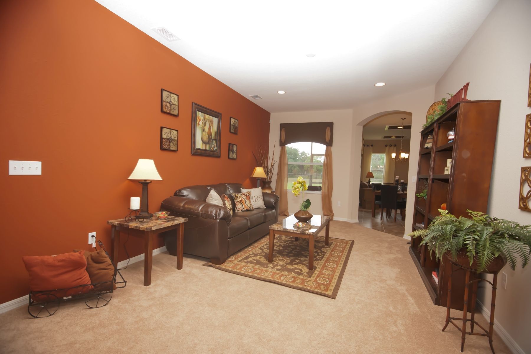 Orange living room walls