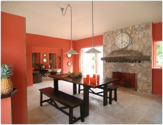 Coral Colors Kitchen Decorating Idea