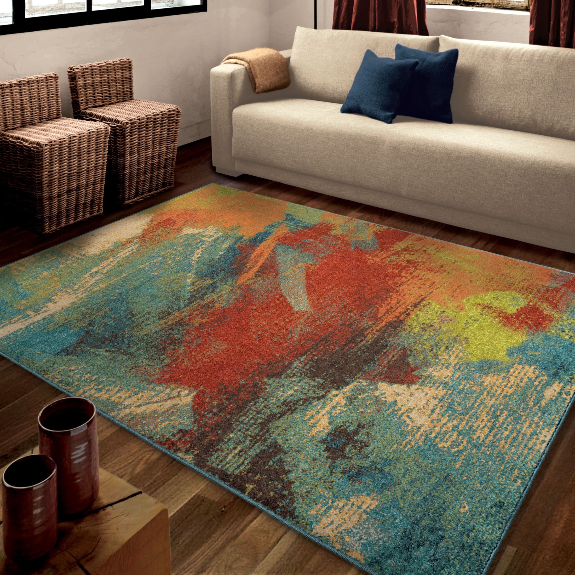 Bright Color Abstract Impressions Multi Area Large Rug