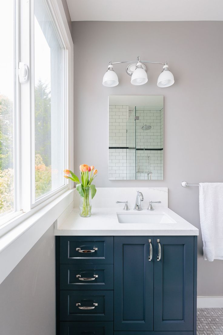 Blue and white bathroom tiles