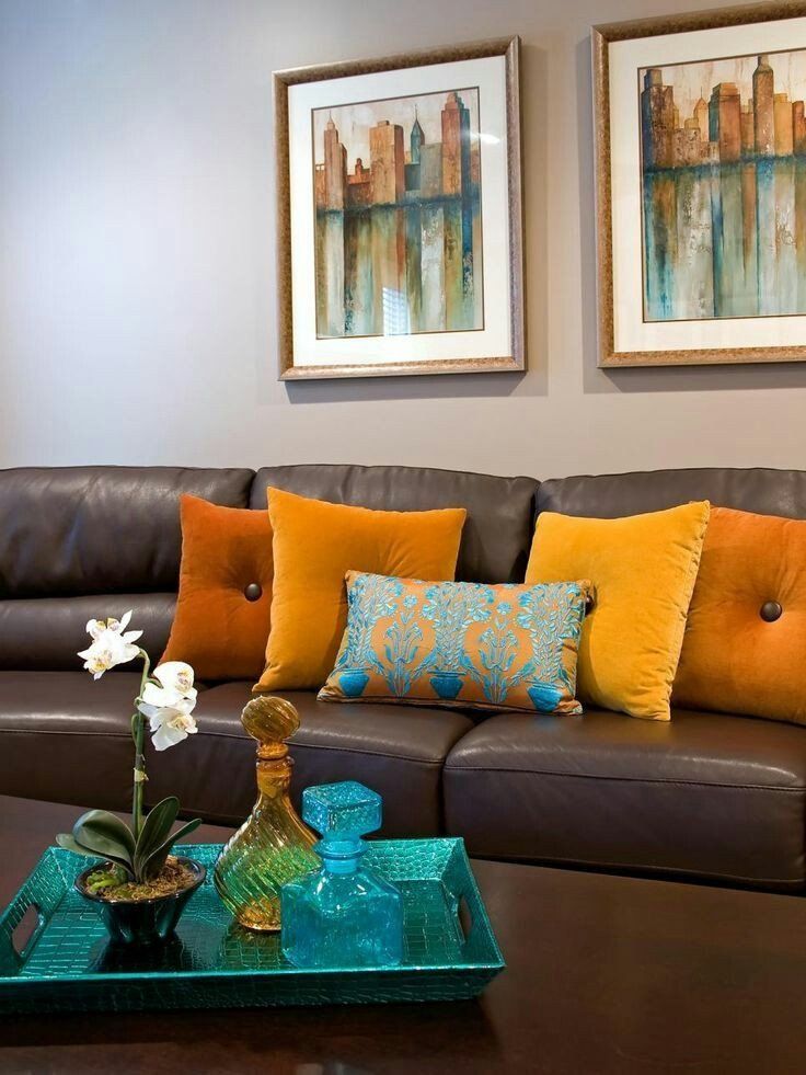 Teal and Brown Living Room Beautiful Teal orange in 2020 | Living room
