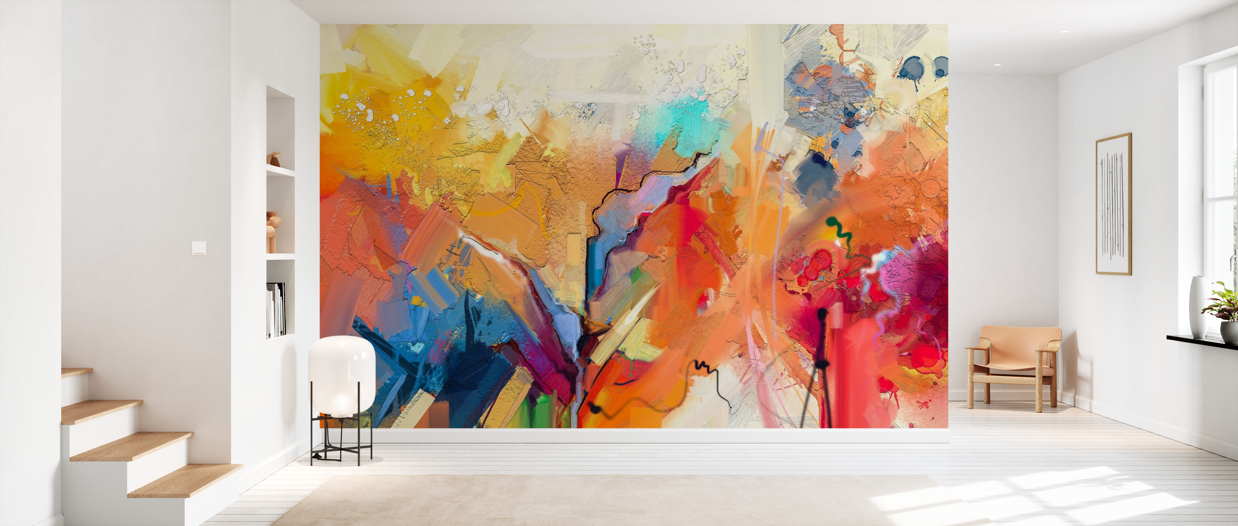 A colorful abstract painting mural