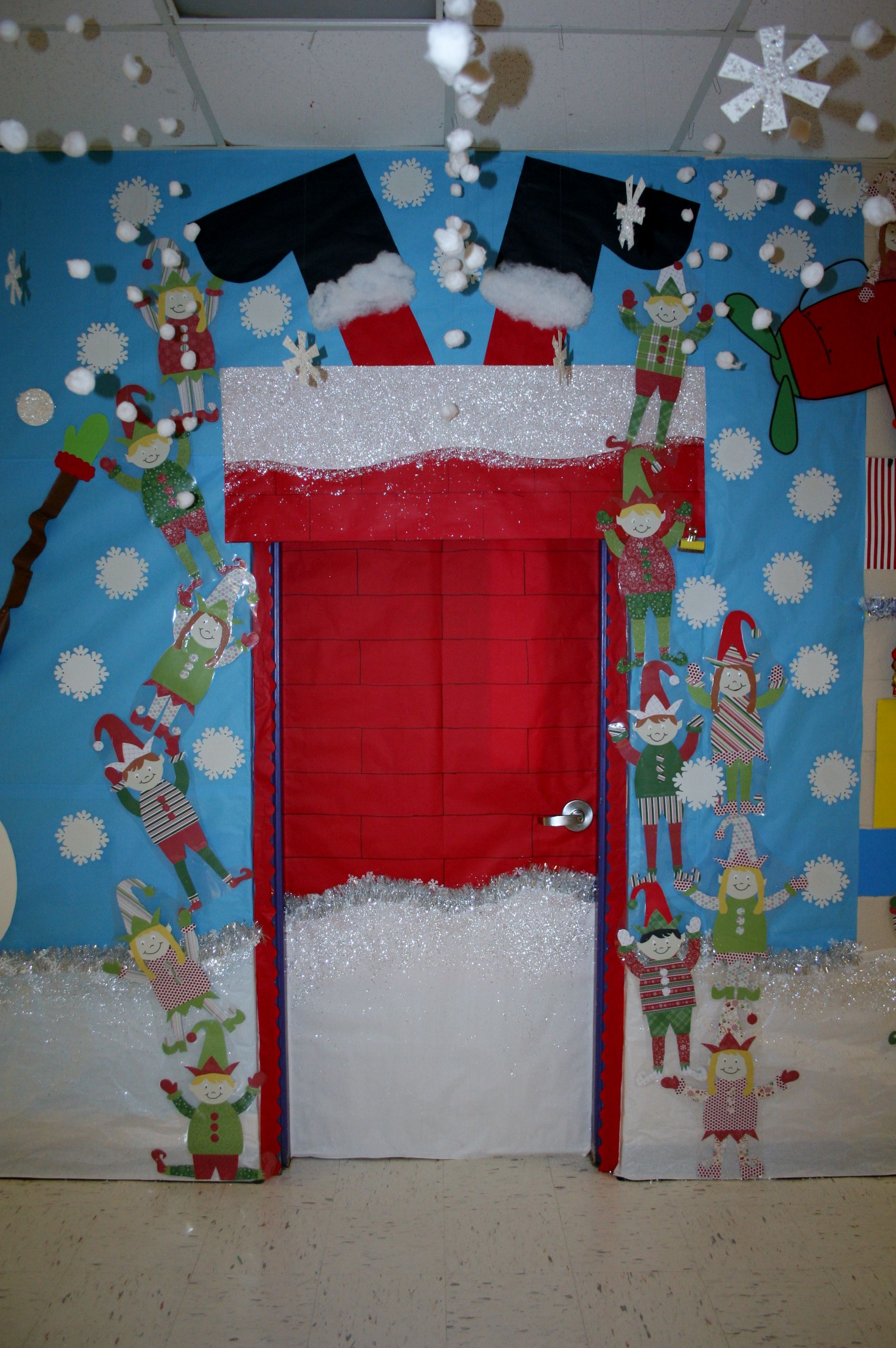 Santa Stuck Classroom Door Decoration | Christmas door decorating